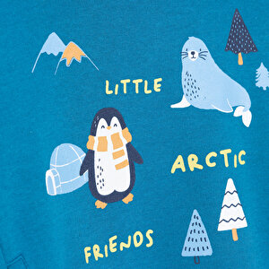 Erkek Bebek Eşofman Takım Şardonlu Kumaş Nordic Forest Bisiklet Yaka Uzun Kol Yeşil