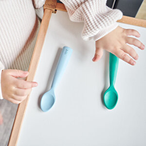 Nam Nam 2li Silikon Mama Kaşığı Mavi-Yeşil