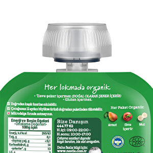 Organik Armutlu Elmalı Muzlu Meyve Püresi 90 gr