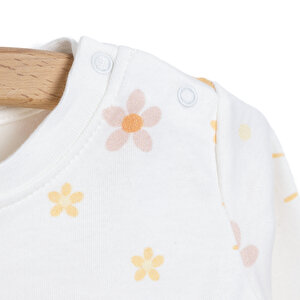 Kız Bebek Pijama Takım Organik Kumaş Çıtçıtlı Pambuliq Bisiklet Yaka Uzun Kollu