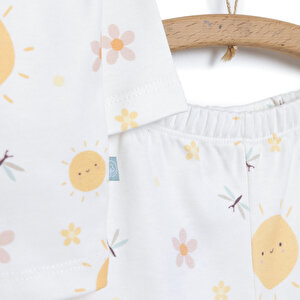 Kız Bebek Pijama Takım Organik Kumaş Çıtçıtlı Pambuliq Bisiklet Yaka Uzun Kollu