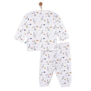 Unisex Bebek Organik Pijama Takım İnterlok Çıtçıtlı Pambuliq  Bisiklet Yaka Uzun Kol