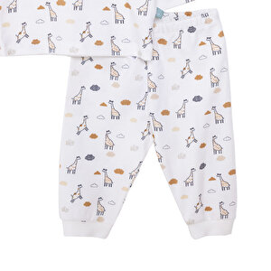 Unisex Bebek Organik Pijama Takım İnterlok Çıtçıtlı Pambuliq  Bisiklet Yaka Uzun Kol