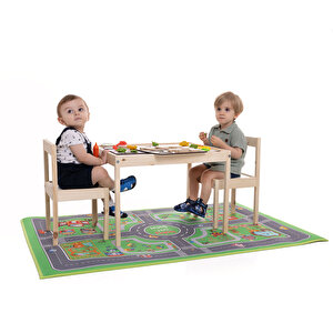 Oyun Şehri Bebek Halısı Yol Desenli Oyun Matı (100x150 cm)