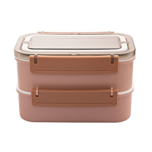 Paslanmaz Çelik 1600ml Lunch Box Pembe