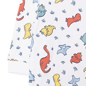 Erkek Fermuarlı Uzun Kol Dinazor Desenli Patiksiz Tulum Erkek Fermuarlı Uzun Kol Dinazor Desenli Patiksiz Tulum