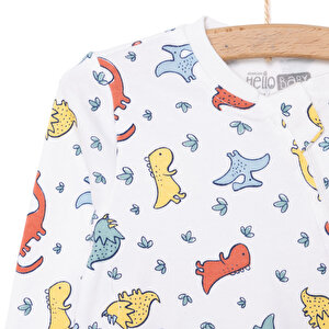 Erkek Fermuarlı Uzun Kol Dinazor Desenli Patiksiz Tulum Erkek Fermuarlı Uzun Kol Dinazor Desenli Patiksiz Tulum