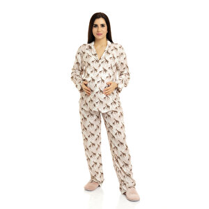 baby mom Pijama Takımı, Ekru, S
