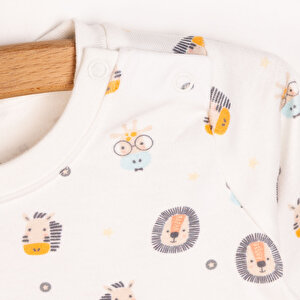 Erkek Bebek Pijama Takımı İnterlok Çıtçıtlı Pambuliq Pijama Takımı Bisiklet Yaka Uzun Kol Koyu Sarı