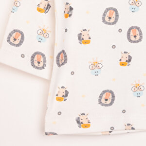 Erkek Bebek Pijama Takımı İnterlok Çıtçıtlı Pambuliq Pijama Takımı Bisiklet Yaka Uzun Kol Koyu Sarı