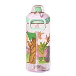 Pipetli Tritan Çocuk Su Matarası 500 ml Pembe-Yeşil