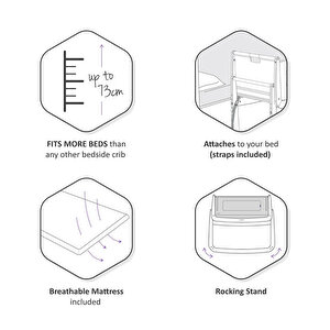 Pod Anne Yanı Ahşap Beşik Dove Grey