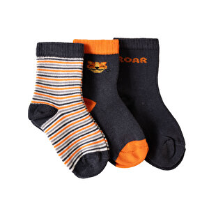 Roar Desenli 3lü Soket Çorap Erkek Bebek