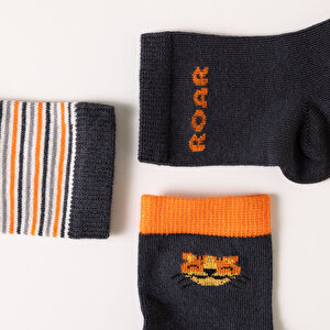 Roar Desenli 3lü Soket Çorap Erkek Bebek