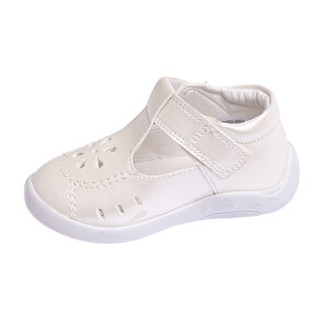 Sedefli Suni Deri Beyaz Sandalet Kız Bebek Sedefli Suni Deri Beyaz Sandalet Kız Bebek