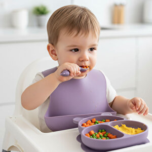 Silikon Beslenme Seti 3'lü Lila