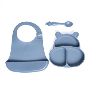 Pandish Silikon Beslenme Seti 3'lü Mavi