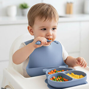 Silikon Beslenme Seti 3'lü Mavi