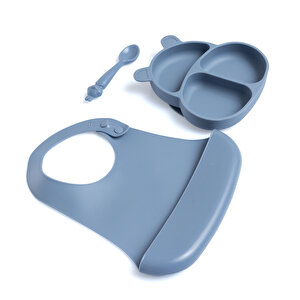 Silikon Beslenme Seti 3'lü Mavi