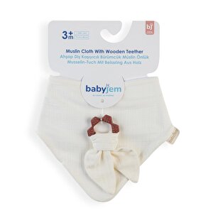 Silikon Diş Kaşıyıcılı Bürümcük Müslin Önlük Ekru