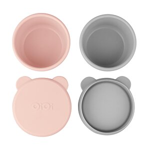 Silikon Kapaklı Mini Kase 2'li Pinky Pink-Gri Silikon Kapaklı Mini Kase 2'li Pinky Pink-Gri