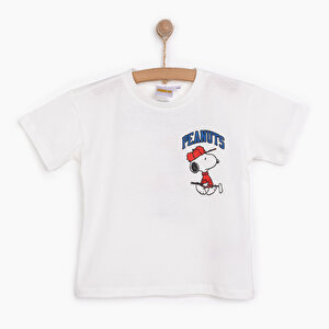 Snoopy  Erkek Tshirt, Beyaz, 9 Ay