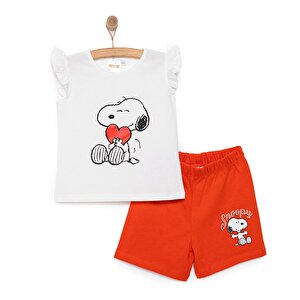 Snoopy Kız Atlet-Şort, Beyaz, 9 Ay