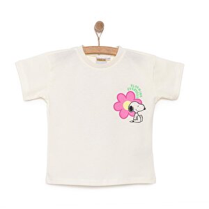 Snoopy Kız Tshirt, Beyaz, 9 Ay