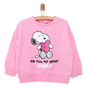 Snoopy Kız Sweatshirt, Pembe, 9 Ay