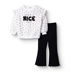 HelloBaby Sweats, Ekru Baskılı, 6 - 9 Ay