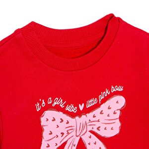 Kız Bebek Sweatshirt Şardonlu İki İplik Bisiklet Yaka Uzun Kol