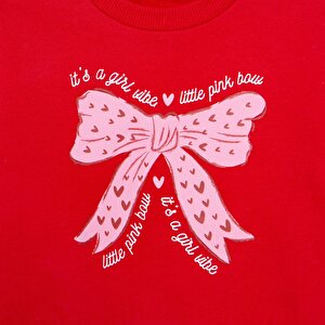 Kız Bebek Sweatshirt Şardonlu İki İplik Bisiklet Yaka Uzun Kol