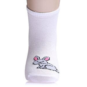 Tavşan Desenli 6'lı Soket Çorap 6lı Soket Çorap Kız Bebek