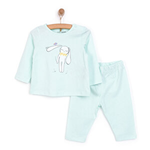 Tavşan Neni Pijama Takımı, Mint, 6 Ay