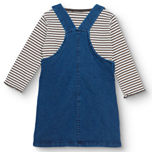 Kız Bebek Teddy Bear Elbise Tshirt Denim Bisiklet Yaka Uzun Kol Kız Bebek Teddy Bear Elbise Tshirt Denim Bisiklet Yaka Uzun Kol