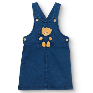 Kız Bebek Teddy Bear Elbise Tshirt Denim Bisiklet Yaka Uzun Kol Kız Bebek Teddy Bear Elbise Tshirt Denim Bisiklet Yaka Uzun Kol