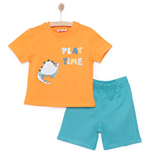 HelloBaby Tshirt-Şort, Turuncu, 6 Ay
