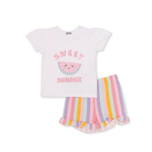 HelloBaby Tshirt-Şort, Ekru, 3 - 6 Ay