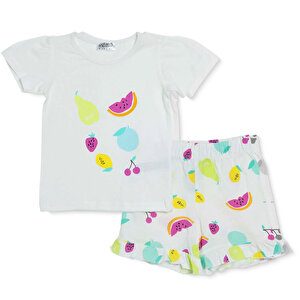 HelloBaby Tshirt-Şort, Beyaz, 3 - 6 Ay