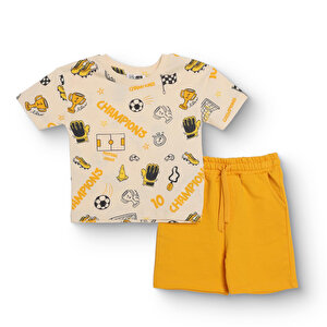 HelloBaby Tshirt, Ekru Baskılı, 6 - 9 Ay