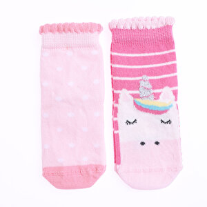 Unicorn Desenli 2'li Soket Çorap Kız Bebek