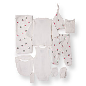 Unisex 10lu Hastane Çıkışı İnterlok V Yaka Uzun Kol Patikli Paça