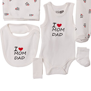 Unisex 10lu Hastane Çıkışı İnterlok V Yaka Uzun Kol Patikli Paça