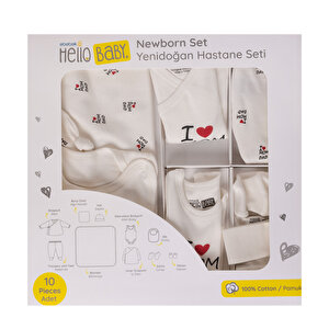 Unisex 10lu Hastane Çıkışı İnterlok V Yaka Uzun Kol Patikli Paça