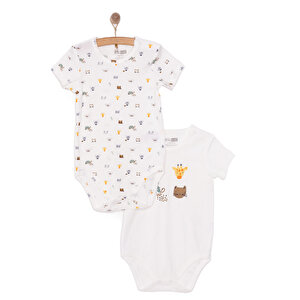HelloBaby Unisex 2li Kısa Ko, Ekru, 3 Ay
