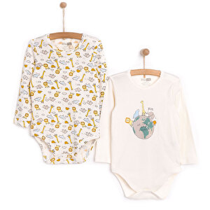 HelloBaby Unisex 2li Uzun Ko, Ekru, 3 Ay