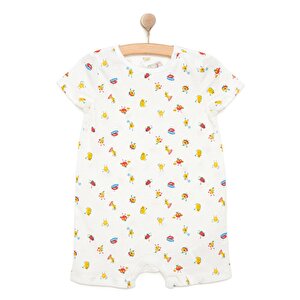 HelloBaby Unisex Kısa Tulum, Beyaz, 6 Ay