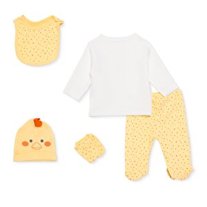 Unisex Yenidoğan 5li Askı Hastane Çıkışı İnterlok Zarf Yaka Uzun Kol Patikli Paça