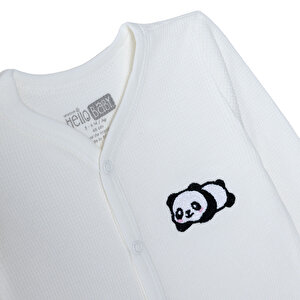 Unisex Yenidoğan Patiksiz Tulum waffle Kumaş Bisiklet Yaka Uzun Kol Patiksiz Paça