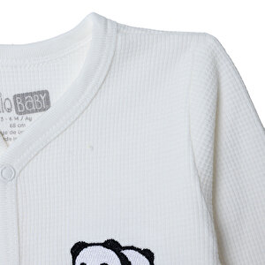 Unisex Yenidoğan Patiksiz Tulum waffle Kumaş Bisiklet Yaka Uzun Kol Patiksiz Paça